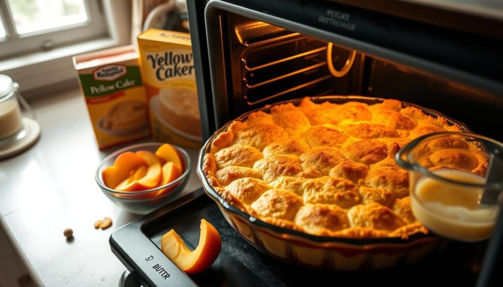 Baking Peach Cobbler with Cake Mix Baking Peach Cobbler with Cake Mix