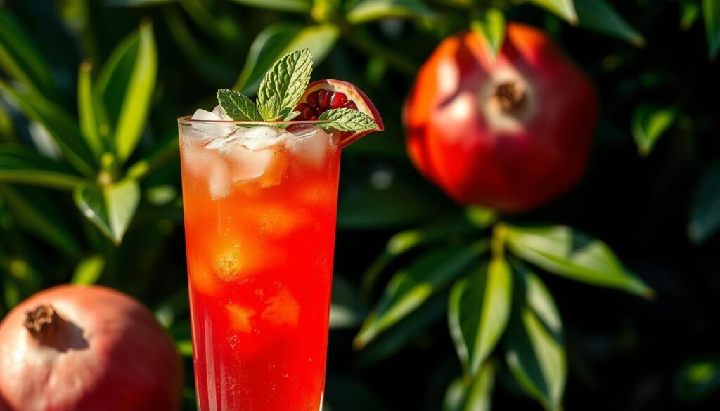Pomegranate mojito mocktail